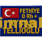 Personel isimliği bayraklı nakış işleme arma patch peç 6x8 cm
