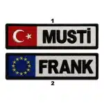 Türk Bayraklı ve Avrupa Birliği Bayraklı Nakış İsimliği 12x3 cm