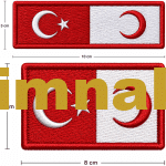 Türk Kızılay Bayrak Nakış İşleme Arma Patch Peç 5x8 cm & 3x10 cm