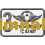 İsimlik havacı beyaz kumaş gri nakış işleme arma patch peç 9x5 cm
