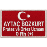 Personel İsimlik nakış işleme arma patch peç 9x5.5 cm