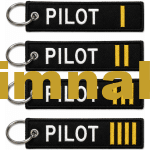 Pilot İsimlik Anahtarlık Nakış İşleme 3x13 cm Çift Taraflı Yazı Değiştirilebilir