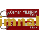Anahtarlık nakış işleme isim soy isim kan grubu 3x13 cm çift taraflı
