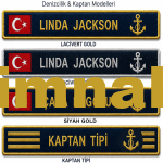 Kaptan Denizci Personel İsimliği Nakış Arması 13×3 cm