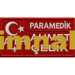 Paramedik Personel İsimliği Nakış İşleme Arma Patch Peç 10x5 cm