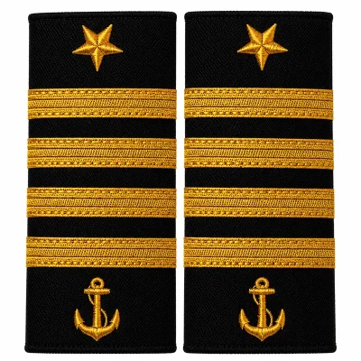 Denizcilik Kaptan Apoleti Gold Sırma Gemi Kaptanı Süvari Kaptan / Master / Ship's Captain 12x6 cm